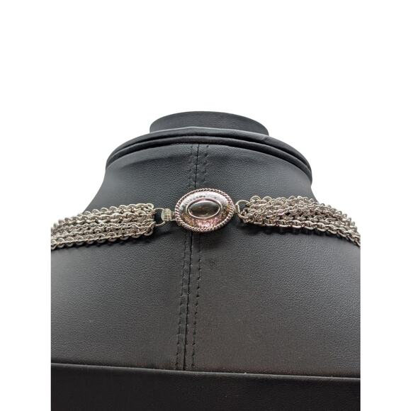 Vintage Avon Silver Tone 7 Strand Chain Necklace & Two Bracelet Set - Picture 7 of 8